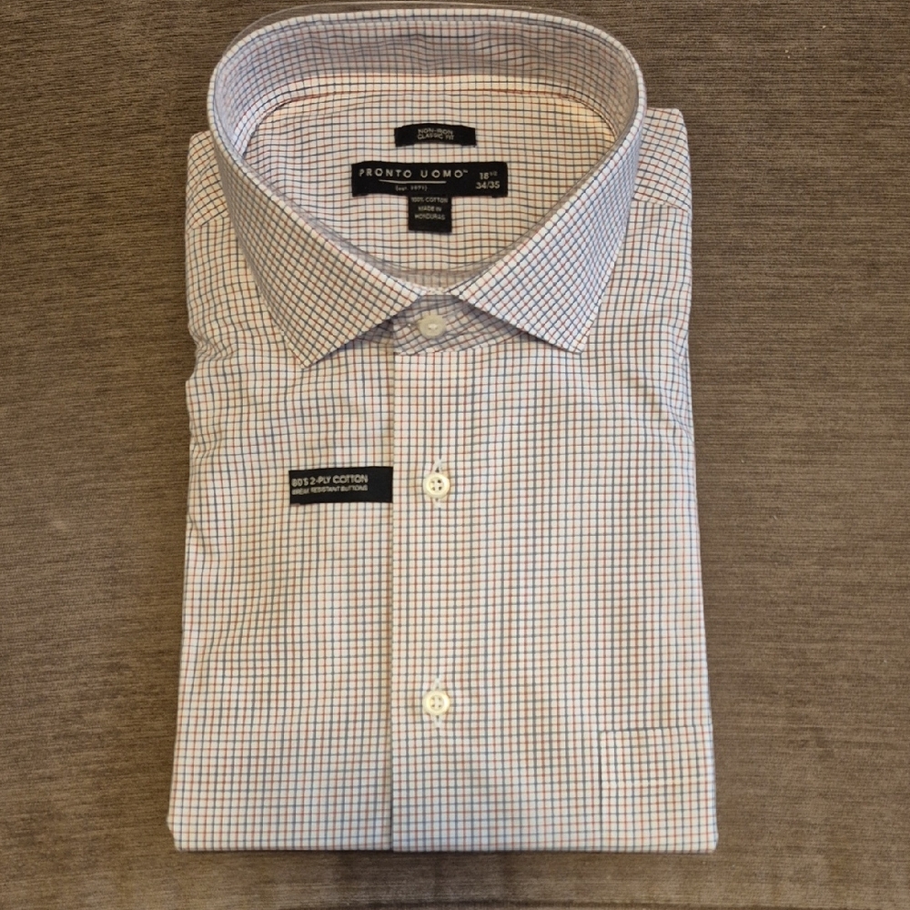 Pronto Uomo Checkered Dress Shirt - Red, White and Blue